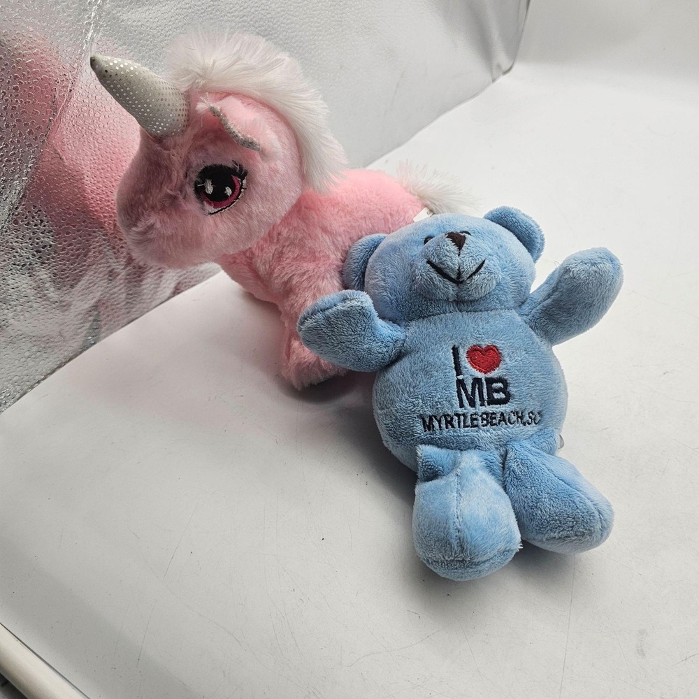 Unicorn Bear Plush Toys Lot 2 Small Mixed Brands Pink Blue Myrtle Beach